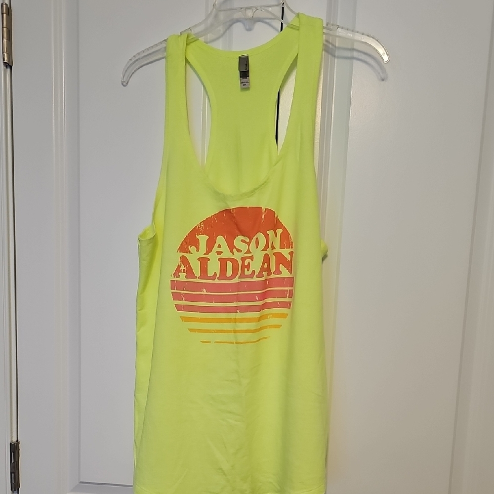 Jason Aldean Neon Yellow Razorback Tank Top